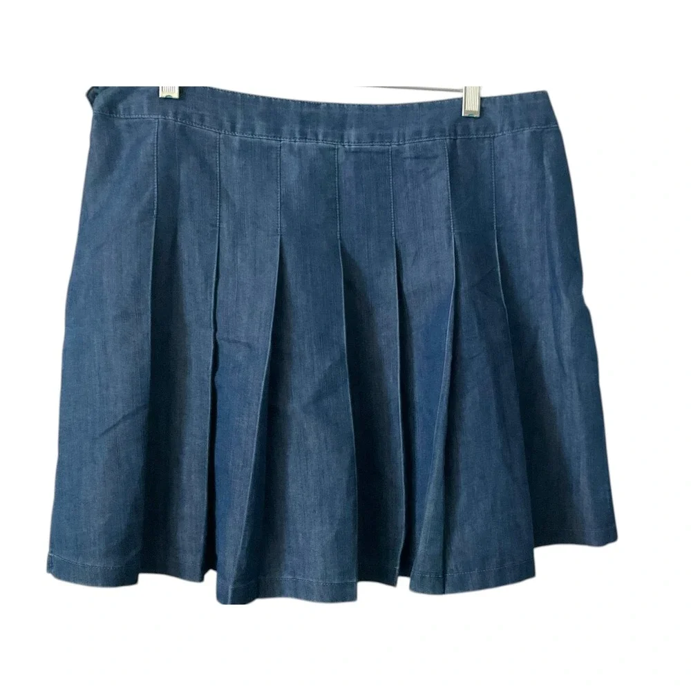 Tommy‎ Jeans Womens Blue Pleated Denim Mini Skirt Size 12 New With Tags